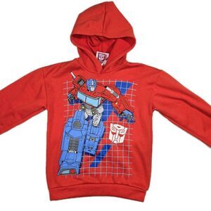 Transformers Optimus Prime Pullover Red Hoodie Boys Youth Size 10/12
